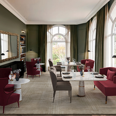 SIKA ARMCHAIR, AGRA DINING TABLE